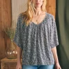 Amira Top - Navy Ditsy Floral