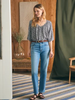 Amira Top - Navy Ditsy Floral