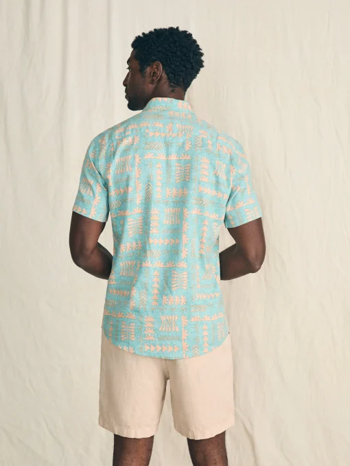 Anna Kahalekulu Short-Sleeve Breeze Shirt - Teal Naupaka