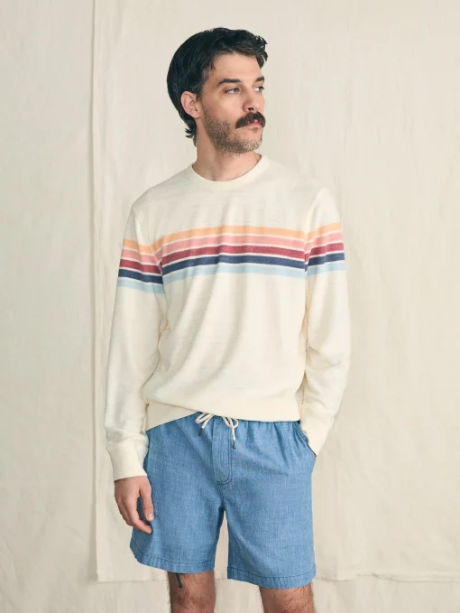 Cabana Towel Terry Crewneck - Seacoast Skyline Stripe