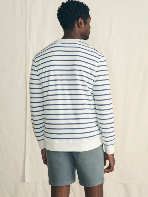 Cabana Towel Terry Crewneck - Stormy Sky Breton Stripe