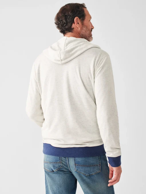 Cloud Cotton Reversible Zip Hoodie - Navy Heather Ivory Heather