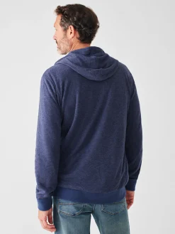 Cloud Cotton Reversible Zip Hoodie - Navy Heather Ivory Heather