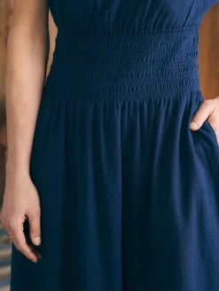 Coast To Coast Midi Dress - Navy