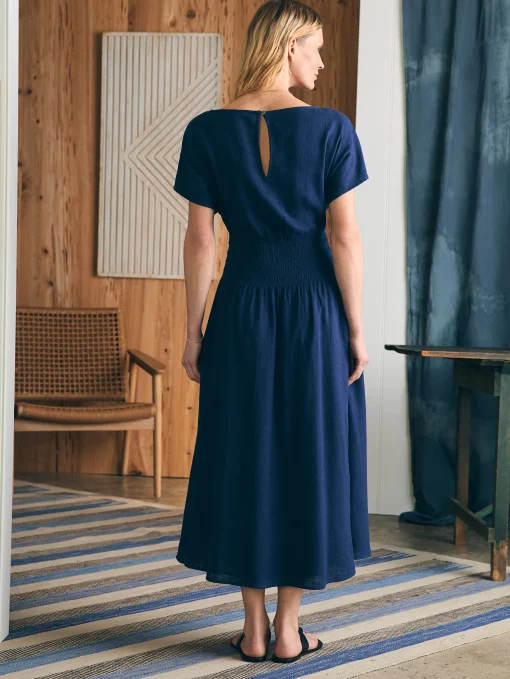 Coast To Coast Midi Dress - Navy