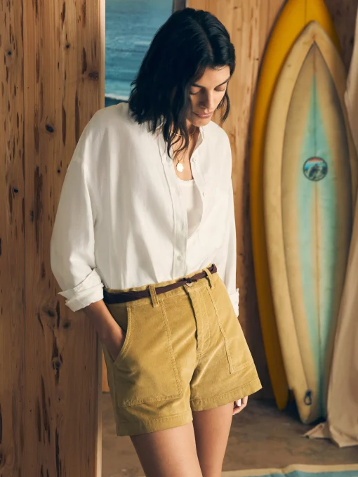 Cord Patch Pocket Short - Fennel Seed