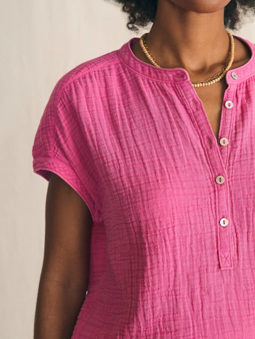 Dream Cotton Gauze Desmond Top - Cone Flower