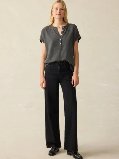 Dream Cotton Gauze Desmond Top - Washed Black