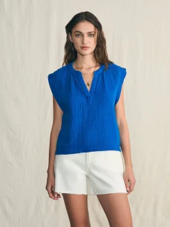 Dream Cotton Gauze Dylan Top - Strong Blue