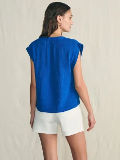 Dream Cotton Gauze Dylan Top - Strong Blue