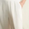 Dream Cotton Gauze Wide Leg Pant - White