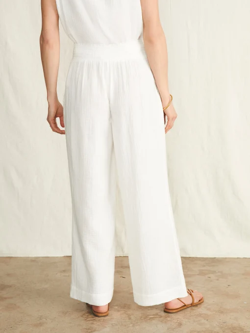 Dream Cotton Gauze Wide Leg Pant - White