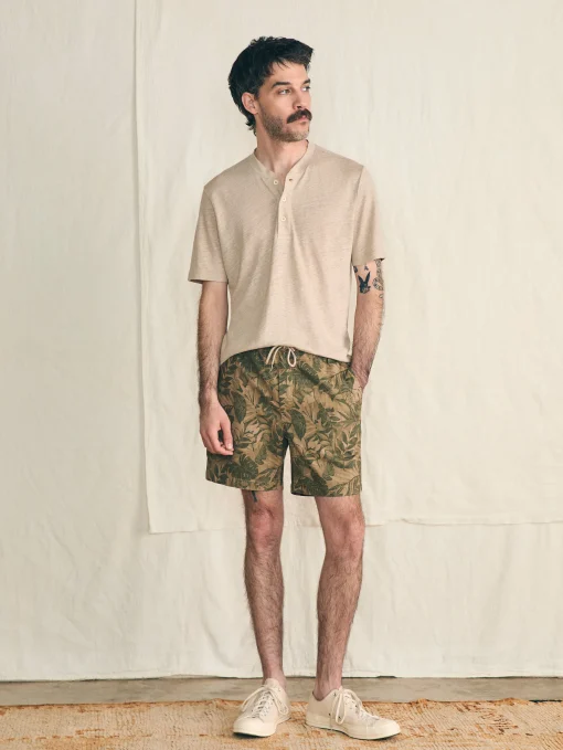 Essential Drawstring Short (6.5" Inseam) - Olive Jungle Tropical