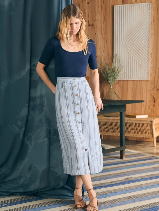 La Jolla Skirt - Day Lily Stripe