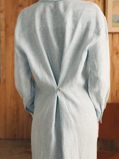 Laguna Linen Midi Dress - Ocean View Stripe