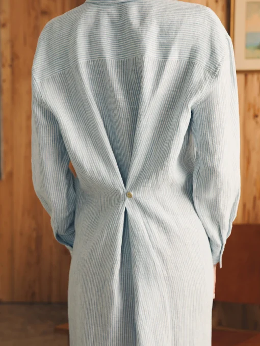 Laguna Linen Midi Dress - Ocean View Stripe