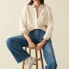 Laguna Linen Relaxed Shirt - Tan Lucy Stripe