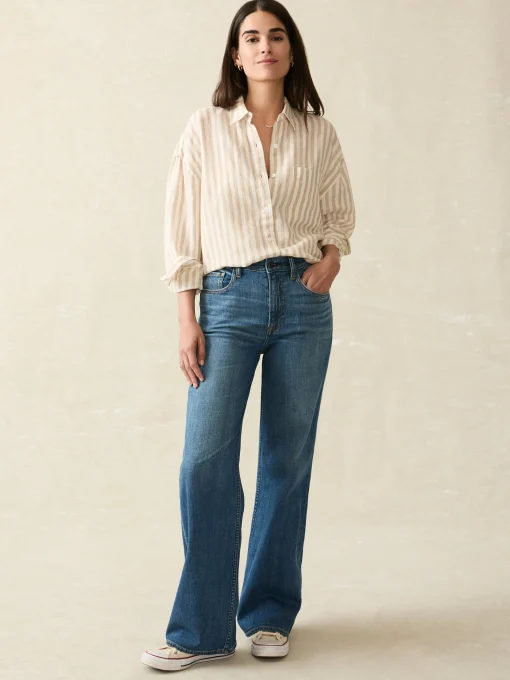 Laguna Linen Relaxed Shirt - Tan Lucy Stripe