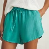 Laguna Linen Tie Waist Short - Bottle Green