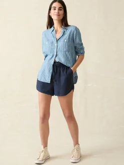 Laguna Linen Tie Waist Short - Navy Blazer