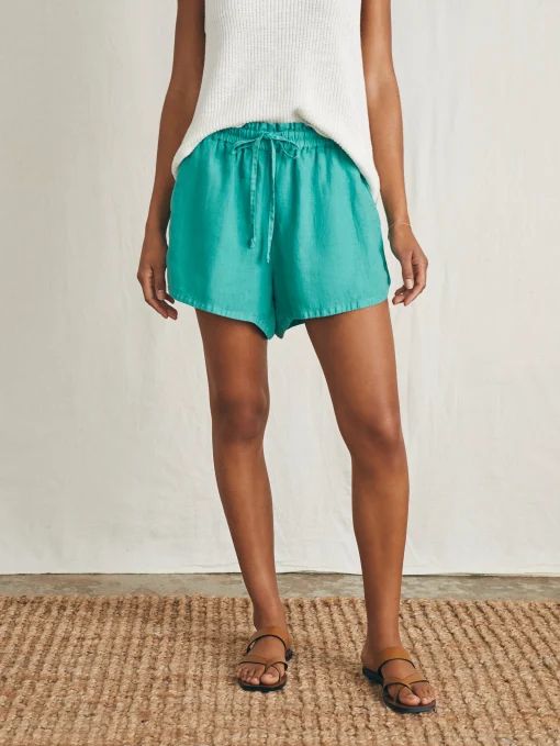 Laguna Linen Tie Waist Short - Bottle Green