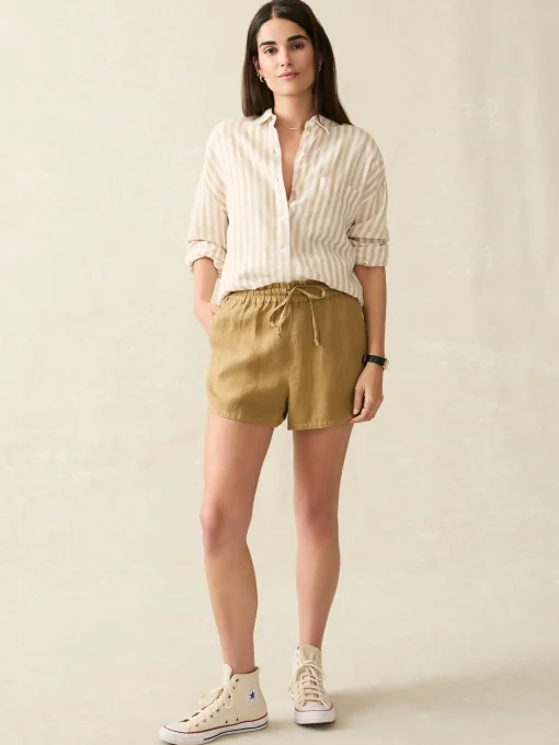 Laguna Linen Tie Waist Short - Antique Bronze