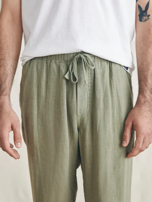 Linen Drawstring Pant - Canyon Olive
