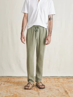 Linen Drawstring Pant - Canyon Olive