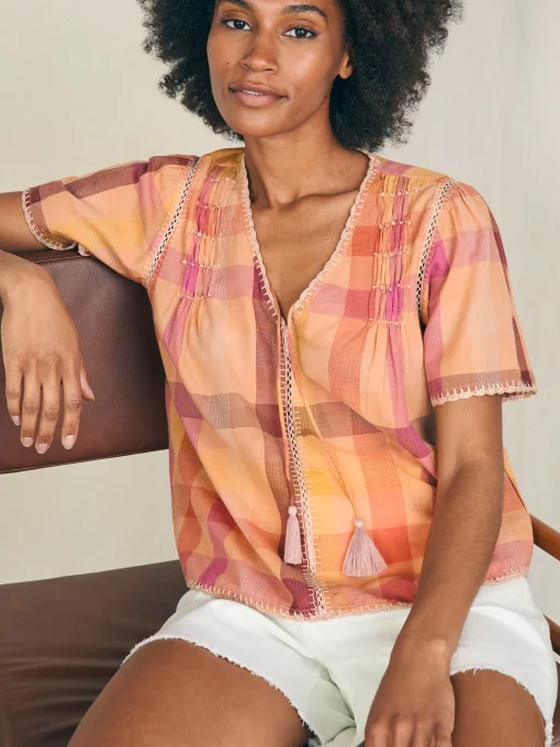 Margate Top - Sunset Desert Plaid