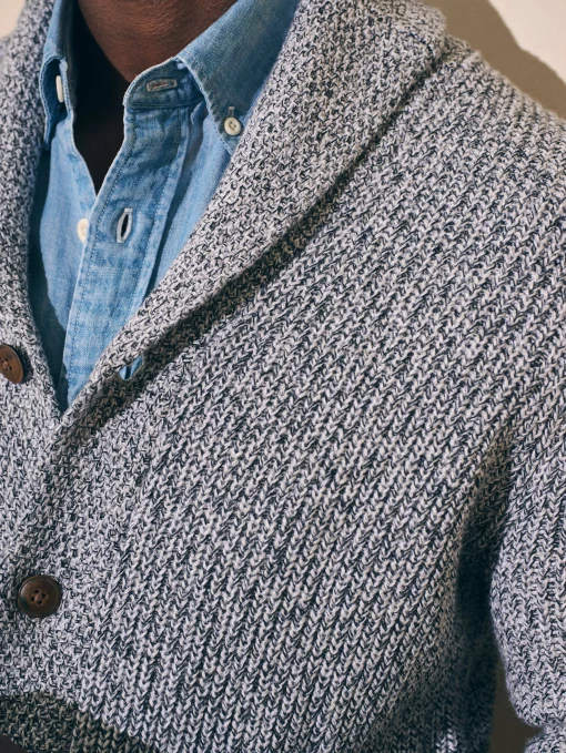 Marled Cotton Cardigan - Light Grey Marl