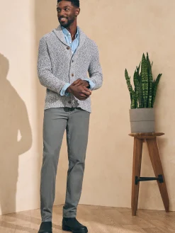 Marled Cotton Cardigan - Light Grey Marl