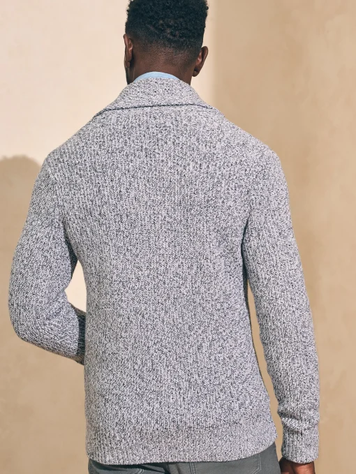 Marled Cotton Cardigan - Light Grey Marl