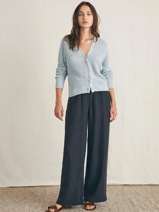 Miramar Linen Cardigan - Chalk Blue