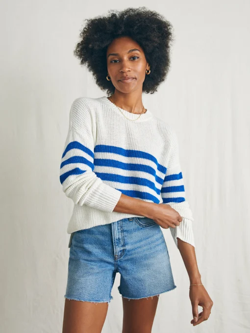 Miramar Linen Crew Sweater - Charleston Stripe