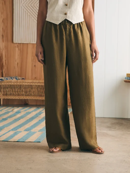 Monterey Linen Pant - Military Olive