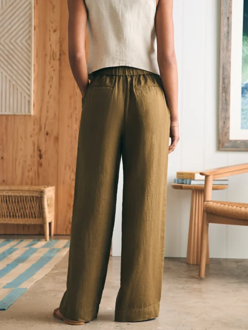 Monterey Linen Pant - Military Olive