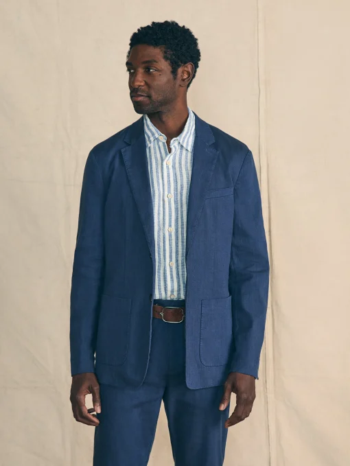 Movement™ Flex Linen Blazer - Deep Sea Navy