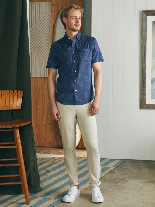 Movement™ Short-Sleeve Shirt - Navy Dusk Diamond Print