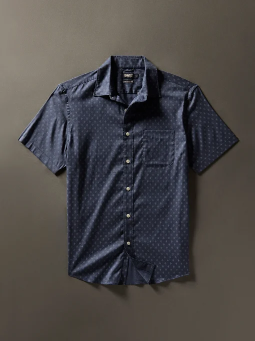 Movement™ Short-Sleeve Shirt - Navy Dusk Diamond Print