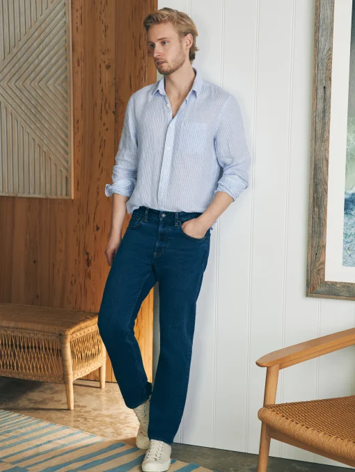 Organic Cotton Slim Straight Denim (32" Inseam) - Cove Point Wash