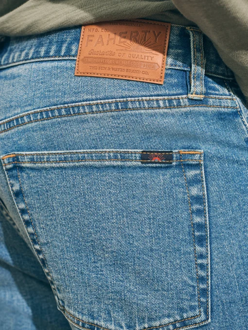 Organic Cotton Slim Straight Denim (32" Inseam) - Sandy Point Wash
