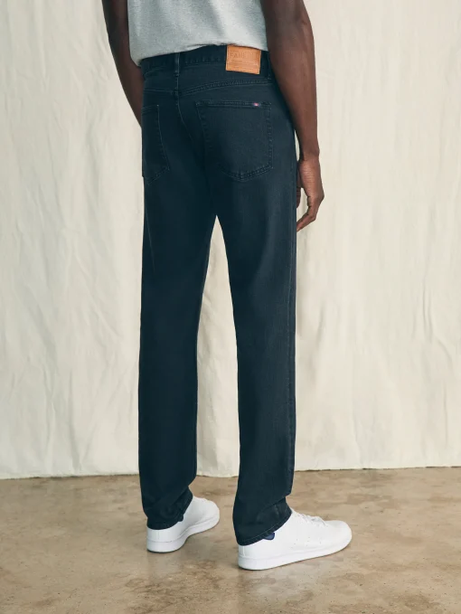 Organic Cotton Slim Straight Denim (32" Inseam) - Black Smoke Wash