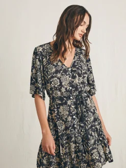 Orinda Mini Dress - Charcoal Chiyoda Floral