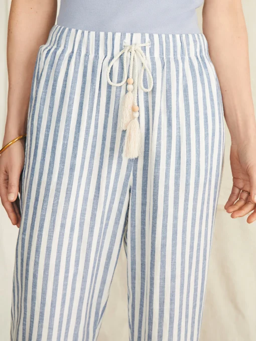 Pacific Beach Linen Pant - Blue Lucy Stripe