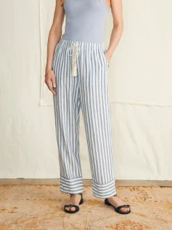 Pacific Beach Linen Pant - Blue Lucy Stripe