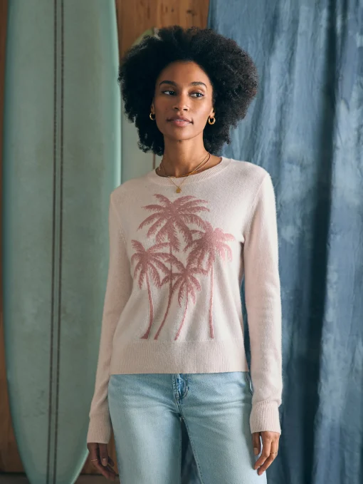 Palm Coast Cashmere Crew - Clay Palm Horizon
