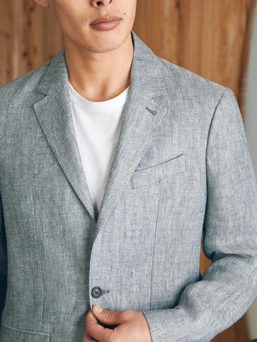 Reserve Linen Herringbone Blazer - Light Graphite Herringbone
