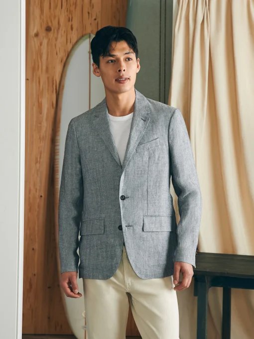 Reserve Linen Herringbone Blazer - Light Graphite Herringbone