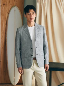 Reserve Linen Herringbone Blazer - Light Graphite Herringbone