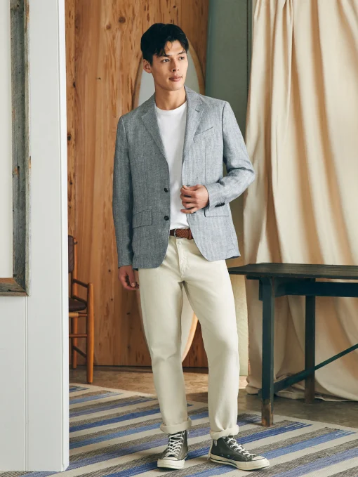 Reserve Linen Herringbone Blazer - Light Graphite Herringbone